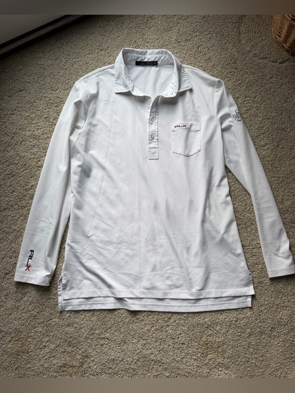 Ralph Lauren X RLX white long sleeve polo LARGE